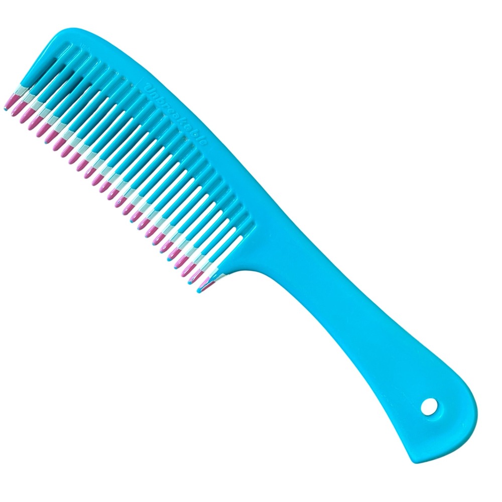 Unbreakable Volume Comb 8.5" Twice Dipped Wide Tooth 80-90s Blue Turquoise Pink